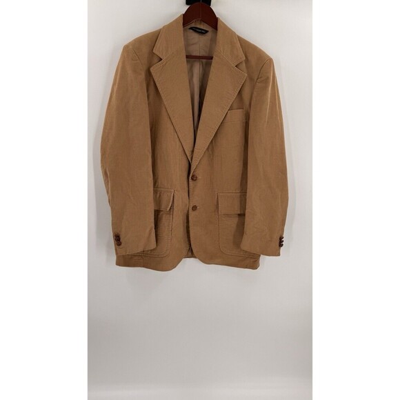 Vintage 70s Farah Corduroy Tan Blazer and Vest Leather Buttons See Measurements - Picture 6 of 16